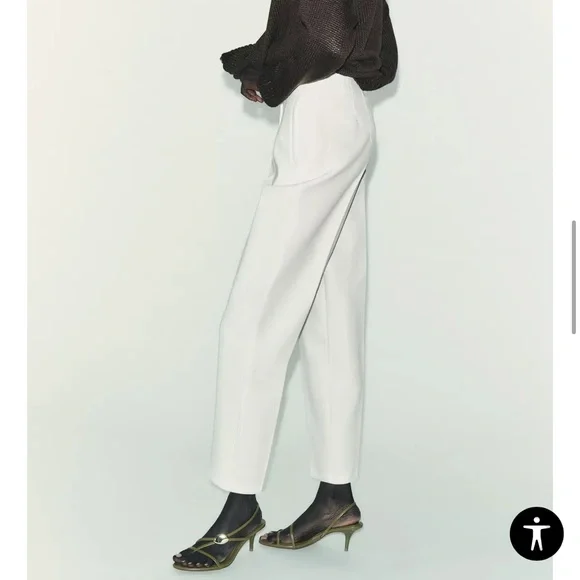 Zara White Cropped Pants - Picture 2 of 5